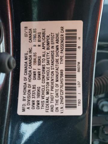 Photo 10 from auction – 2018 HONDA CIVIC EX with VIN 2HGFC2F76JH579849