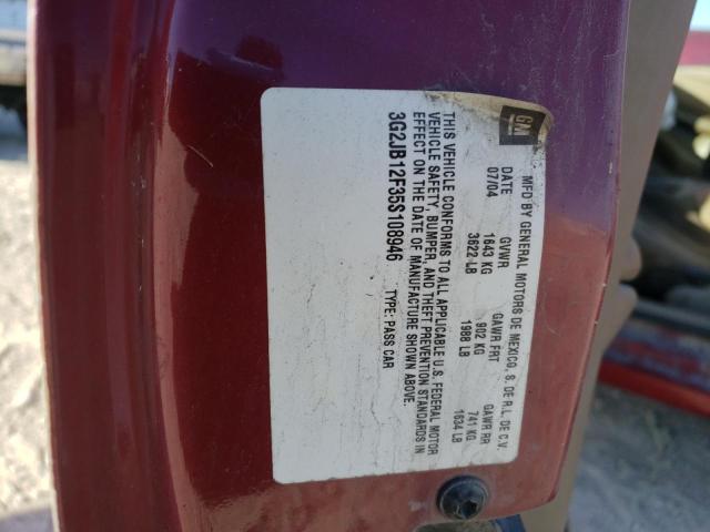 Photo 10 from auction – 2005 PONTIAC SUNFIRE with VIN 3G2JB12F35S108946
