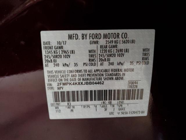 Photo 10 from auction – 2018 FORD EDGE with VIN 2FMPK4K8XJBB04462
