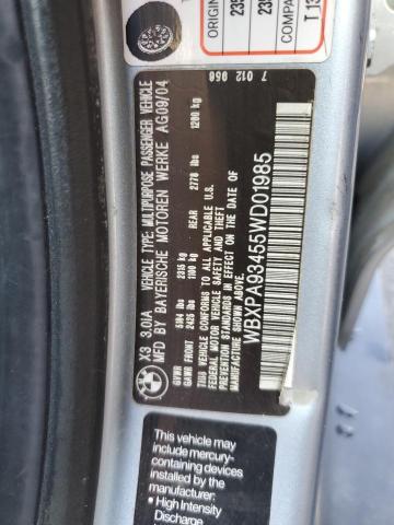Photo 10 from auction – 2005 BMW X3 3.0I with VIN WBXPA93455WD01985