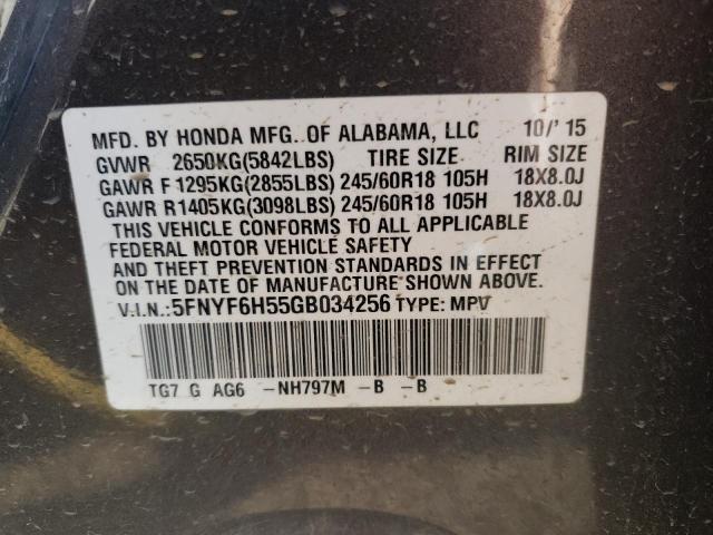 Photo 10 from auction – 2016 HONDA PILOT EXL with VIN 5FNYF6H55GB034256
