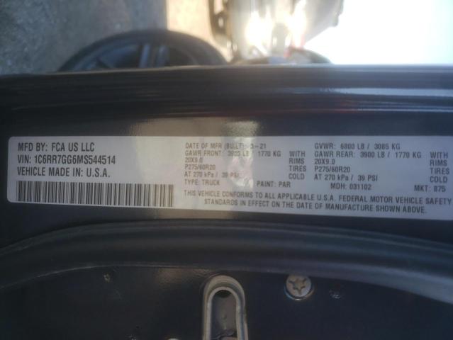 Photo 10 from auction – 2021 RAM 1500 CLASS with VIN 1C6RR7GG6MS544514