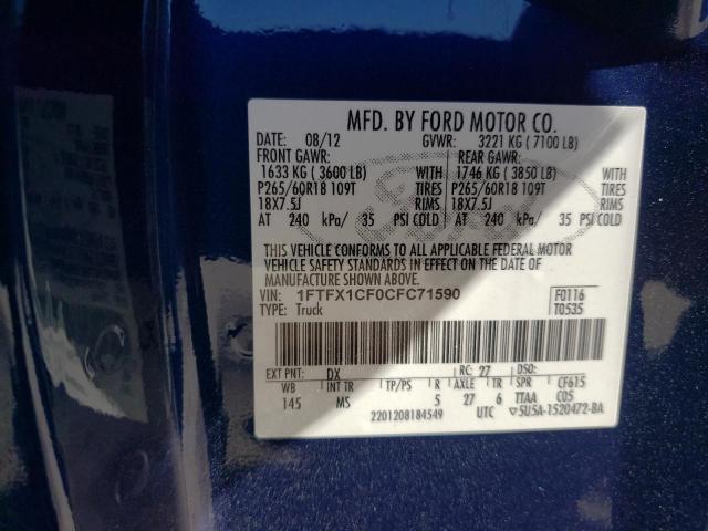 Photo 10 from auction – 2012 FORD F150 SUPER with VIN 1FTFX1CF0CFC71590