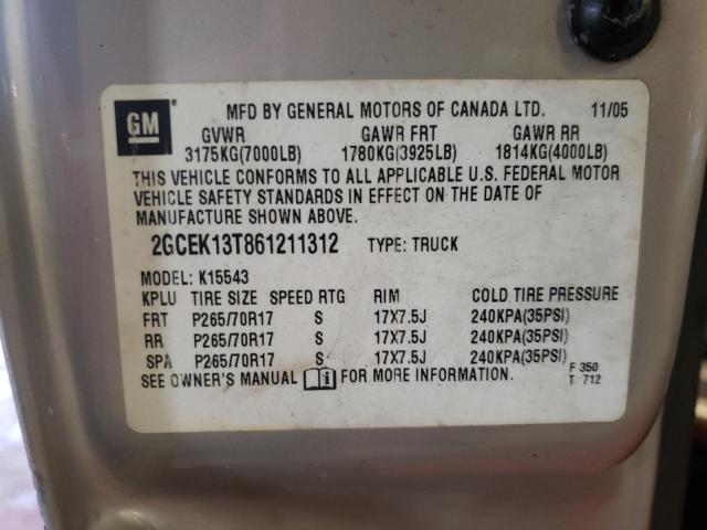 Photo 10 from auction – 2006 CHEVROLET SILVERADO with VIN 2GCEK13T861211312