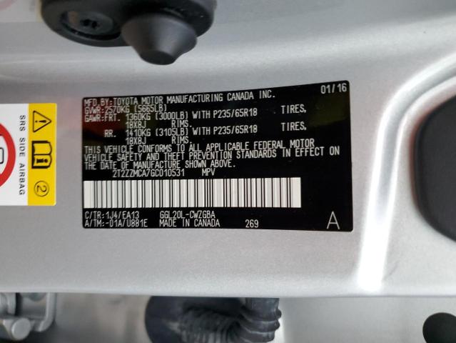Photo 10 from auction – 2016 LEXUS RX 350 with VIN 2T2ZZMCA7GC010531
