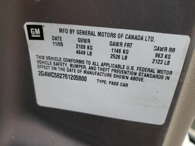 Photo 10 from auction – 2006 BUICK LACROSSE C with VIN 2G4WC582761205800