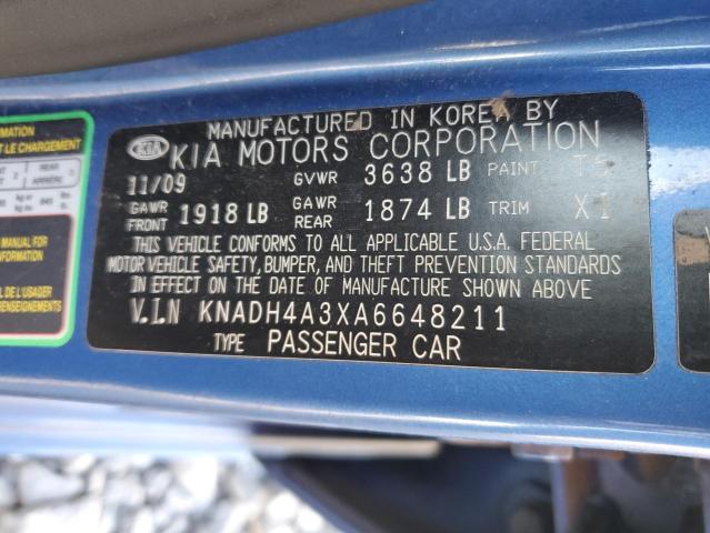 Photo 10 from auction – 2010 KIA RIO LX with VIN KNADH4A3XA6648211