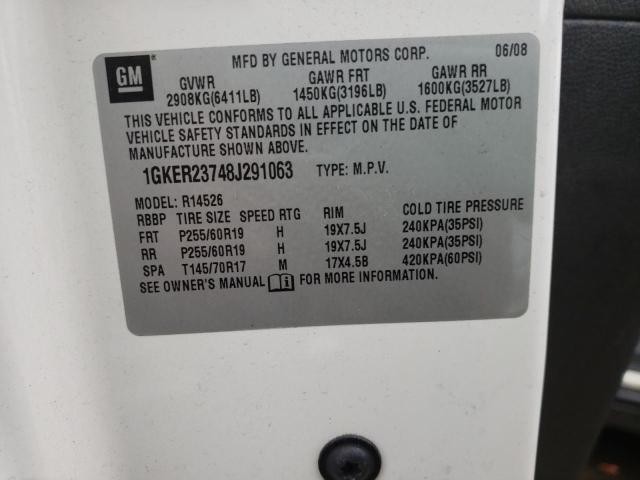 Photo 10 from auction – 2008 GMC ACADIA SLT with VIN 1GKER23748J291063
