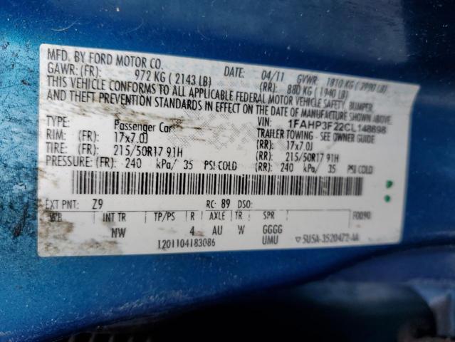 Photo 10 from auction – 2012 FORD FOCUS SE with VIN 1FAHP3F22CL148698