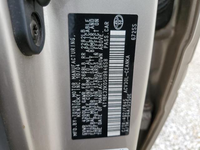 Photo 10 from auction – 2005 TOYOTA CAMRY LE with VIN 4T1BE32K05U984658
