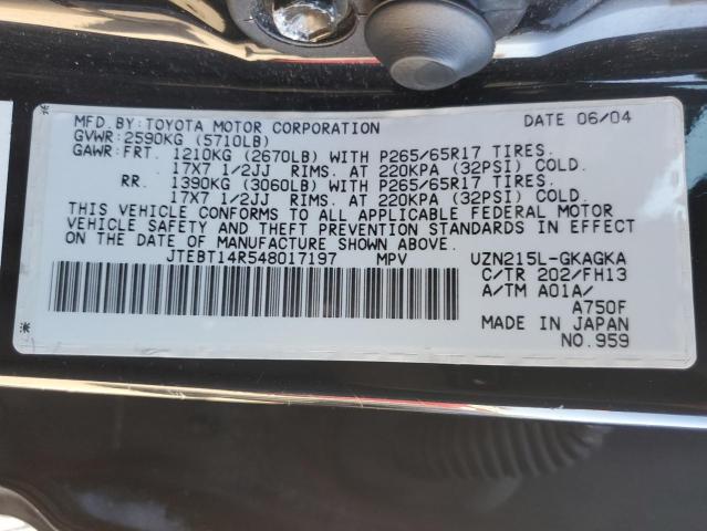 Photo 10 from auction – 2004 TOYOTA 4RUNNER SR with VIN JTEBT14R548017197