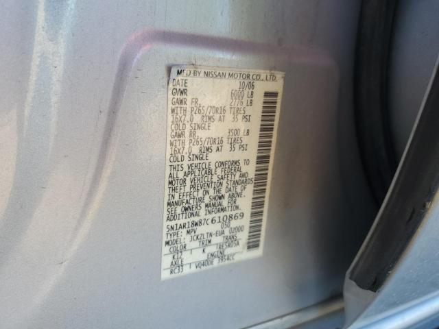 Photo 10 from auction – 2007 NISSAN PATHFINDER with VIN 5N1AR18W87C610869