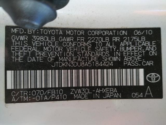 Photo 10 from auction – 2010 TOYOTA PRIUS with VIN JTDKN3DU8A5184424