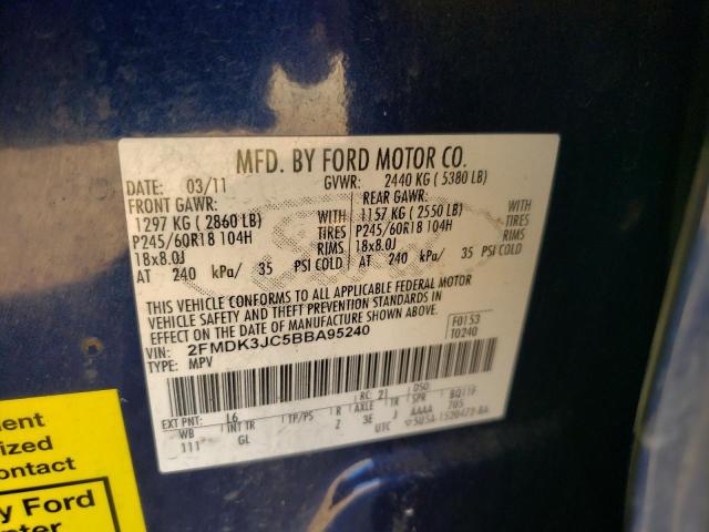 Photo 10 from auction – 2011 FORD EDGE SEL with VIN 2FMDK3JC5BBA95240