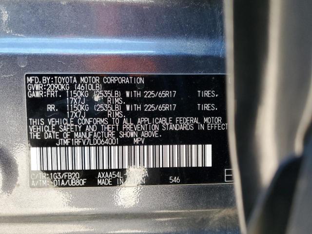 Photo 10 from auction – 2020 TOYOTA RAV4 LE with VIN JTMF1RFV7LD064001