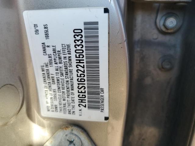Photo 10 from auction – 2002 HONDA CIVIC LX with VIN 2HGES16522H503330