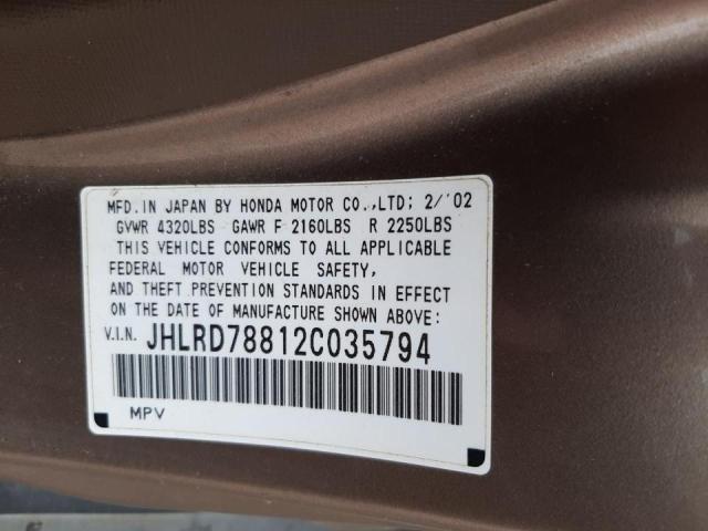 Photo 10 from auction – 2002 HONDA CR-V EX with VIN JHLRD78812C035794