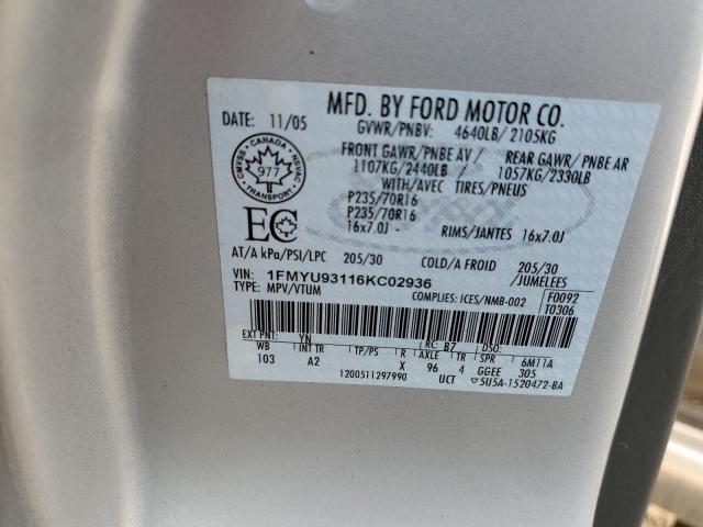Photo 10 from auction – 2006 FORD ESCAPE with VIN 1FMYU93116KC02936