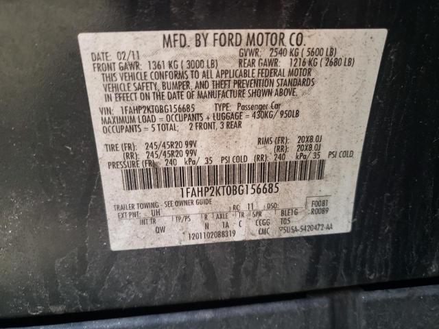 Photo 10 from auction – 2011 FORD TAURUS SHO with VIN 1FAHP2KT0BG156685