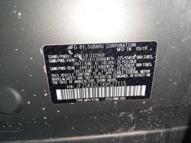 Photo 10 from auction – 2019 SUBARU FORESTER L with VIN JF2SKASC1KH527115