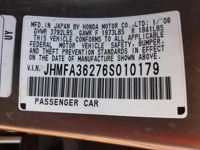 Photo 10 from auction – 2006 HONDA CIVIC HYBR with VIN JHMFA36276S010179
