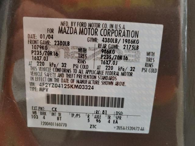 Photo 10 from auction – 2005 MAZDA TRIBUTE S with VIN 4F2YZ04125KM03324