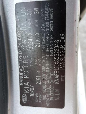Photo 10 from auction – 2008 KIA SPECTRA EX with VIN KNAFE121X85523948