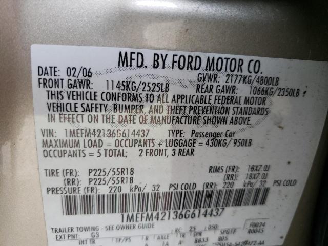 Photo 10 from auction – 2006 MERCURY MONTEGO PR with VIN 1MEFM42136G614437