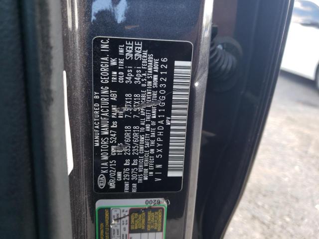 Photo 10 from auction – 2016 KIA SORENTO EX with VIN 5XYPHDA11GG032126