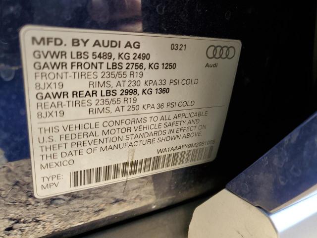 Photo 10 from auction – 2021 AUDI Q5 PREMIUM with VIN WA1AAAFY9M2081055