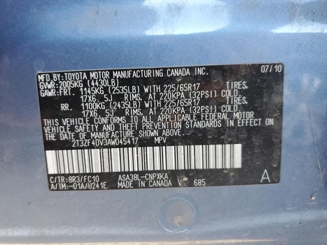 Photo 10 from auction – 2010 TOYOTA RAV4 with VIN 2T3ZF4DV3AW045417