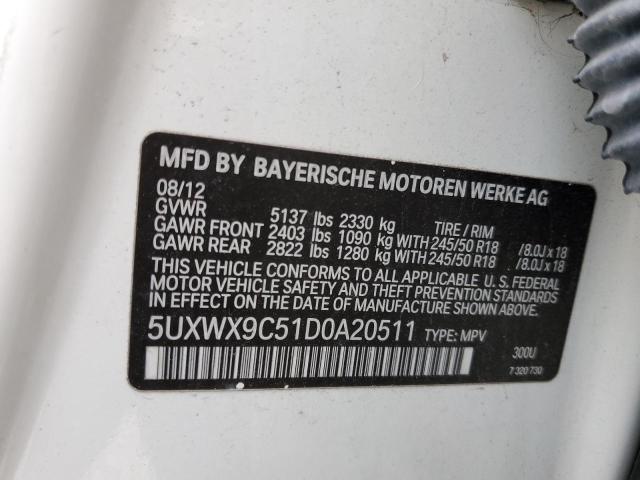 Photo 10 from auction – 2013 BMW X3 XDRIVE2 with VIN 5UXWX9C51D0A20511