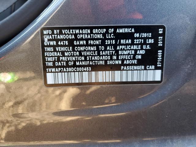 Photo 10 from auction – 2013 VOLKSWAGEN PASSAT S with VIN 1VWAP7A39DC000453