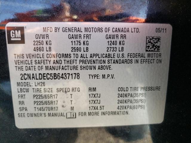صورة رقم 10 من المزاد - 2011 CHEVROLET EQUINOX LT مع VIN 2CNALDEC5B6437178
