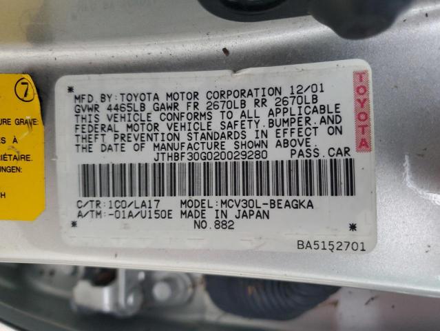 Photo 10 from auction – 2002 LEXUS ES 300 with VIN JTHBF30G020029280