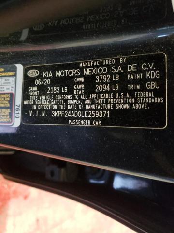 Photo 10 from auction – 2020 KIA FORTE FE with VIN 3KPF24AD0LE259371