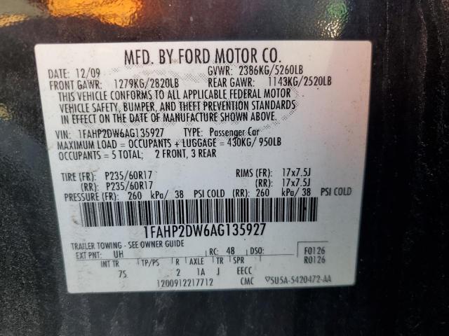 Photo 10 from auction – 2010 FORD TAURUS SE with VIN 1FAHP2DW6AG135927