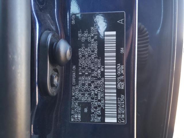 Photo 10 from auction – 2007 TOYOTA 4RUNNER LI with VIN JTEBU17R170107586