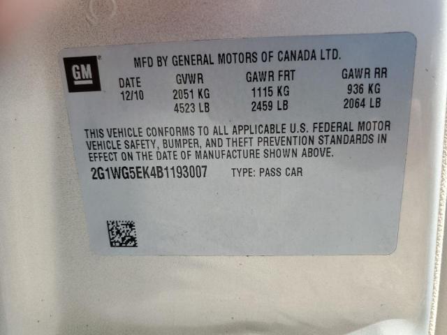 Photo 10 from auction – 2011 CHEVROLET IMPALA LT with VIN 2G1WG5EK4B1193007
