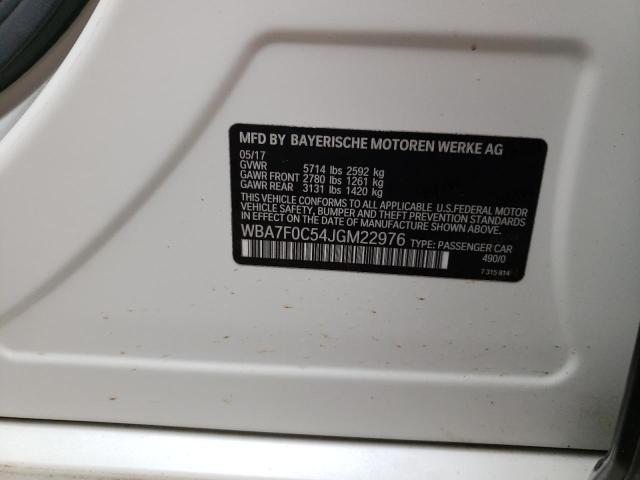 Photo 10 from auction – 2018 BMW 750 I with VIN WBA7F0C54JGM22976