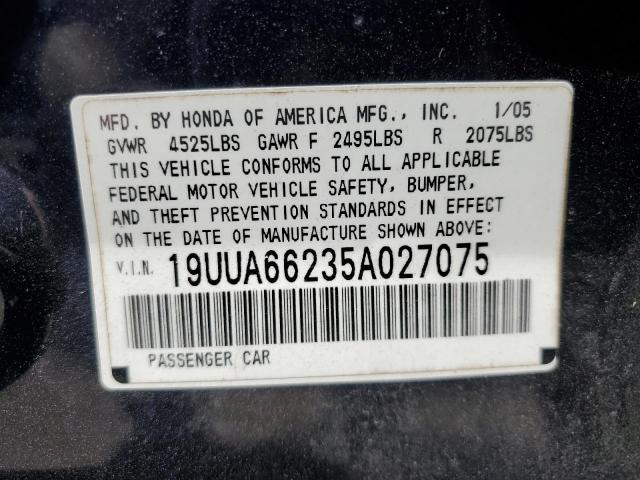 Photo 10 from auction – 2005 ACURA TL with VIN 19UUA66235A027075