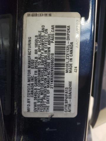 Photo 10 from auction – 2003 TOYOTA COROLLA MA with VIN 2T1KR32E93C065318