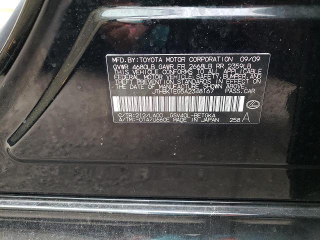 Photo 10 from auction – 2010 LEXUS ES 350 with VIN JTHBK1EG5A2348167