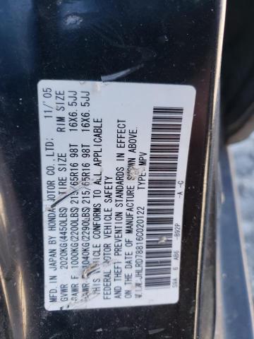Photo 10 from auction – 2006 HONDA CR-V EX with VIN JHLRD78816C020122