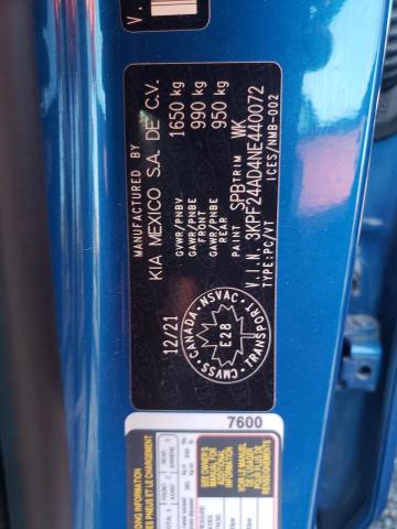 Photo 10 from auction – 2022 KIA FORTE FE with VIN 3KPF24AD4NE440072