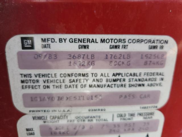 Photo 10 from auction – 1984 CHEVROLET CORVETTE with VIN 1G1AY078XE5118150