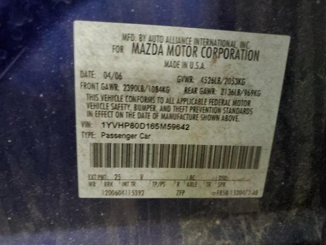 Photo 10 from auction – 2006 MAZDA 6 S with VIN 1YVHP80D165M59642