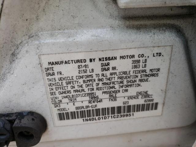 Photo 10 from auction – 2001 NISSAN ALTIMA XE with VIN 1N4DL01D71C239951