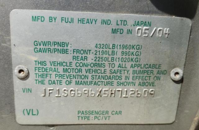 Foto 10 de la subasta – 2005 SUBARU FORESTER 2 con VIN JF1SG696X5H712609