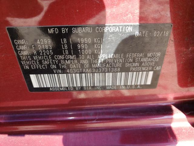Photo 10 from auction – 2018 SUBARU IMPREZA with VIN 4S3GTAA63J3731388